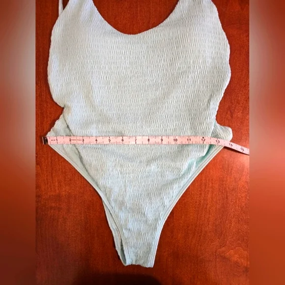 Aerie Mint Green One-Piece Textured Swimsuit - Size Medium - Picture 7 of 9